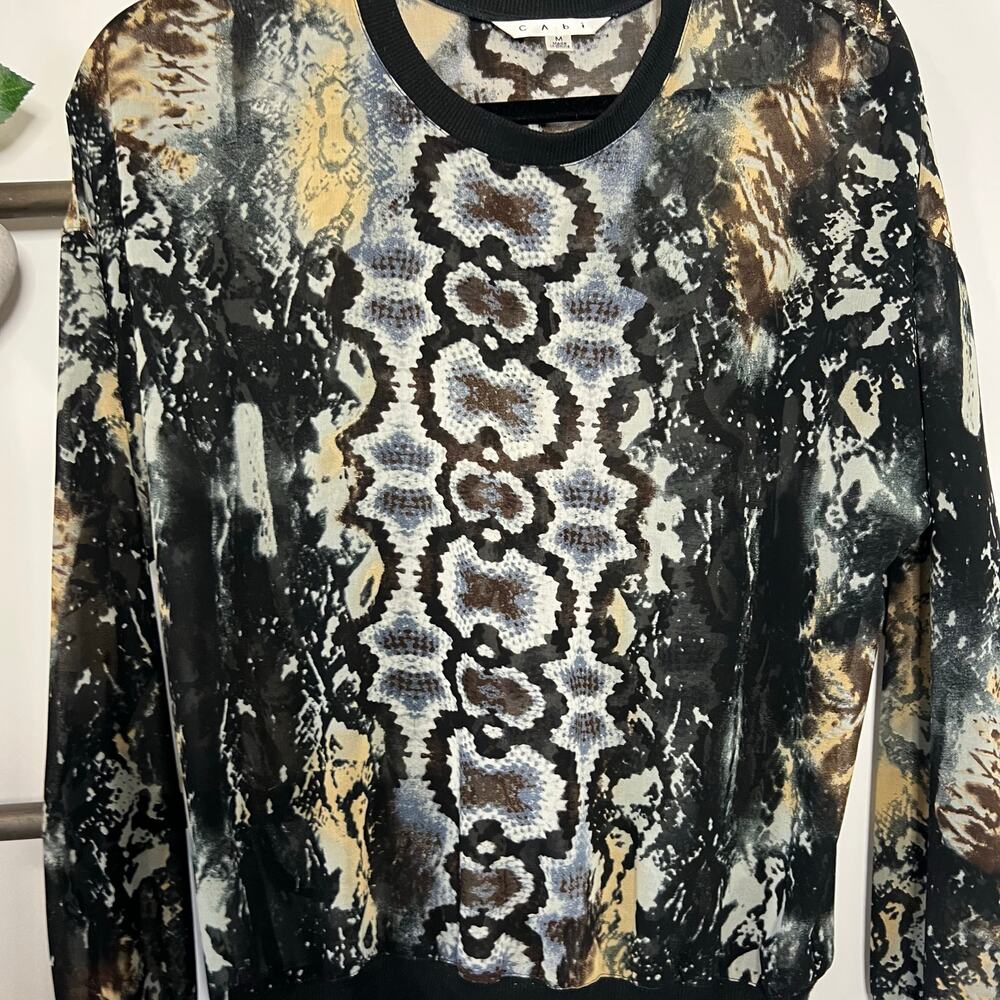 Cabi 572 Long Sleeve Sheer Python Chiffon Blouse … - image 3